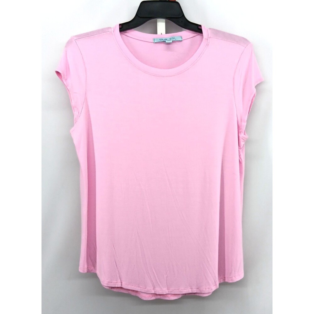 Blue Sol Shirt Womens PXL Pink Cap Sleeve Round Neck Lightweight Pullover Top